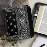 Black And White Paisley Bandana Print Leather Bible Cover