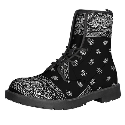 Black And White Paisley Bandana Print Backpack