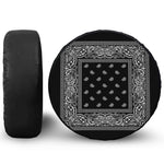 Black And White Paisley Bandana Print Leather Spare Tire Cover
