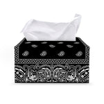 Black And White Paisley Bandana Print Leather Tissue Box Cover