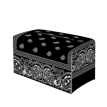 Black And White Paisley Bandana Print Leather Tissue Box Cover