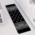 Black And White Paisley Bandana Print Long Kitchen Mat