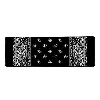 Black And White Paisley Bandana Print Long Kitchen Mat