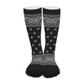 Black And White Paisley Bandana Print Long Socks
