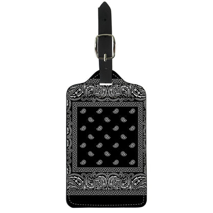 Black And White Paisley Bandana Print Luggage Tag