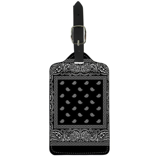 Black And White Paisley Bandana Print Luggage Tag