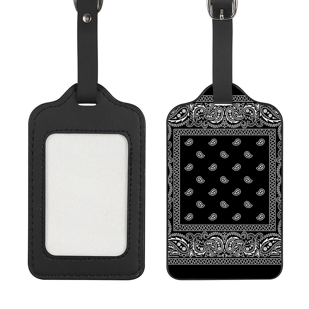 Black And White Paisley Bandana Print Luggage Tag