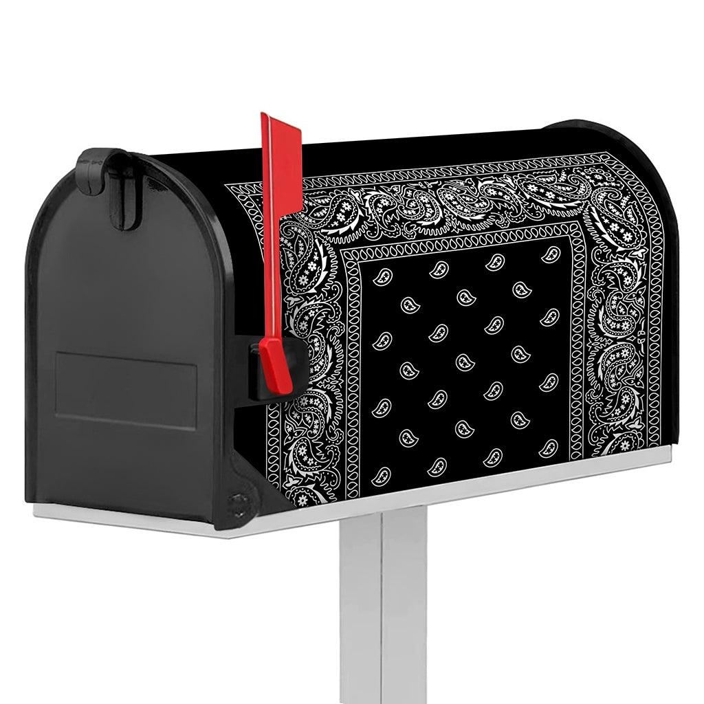 Black And White Paisley Bandana Print Mailbox Cover