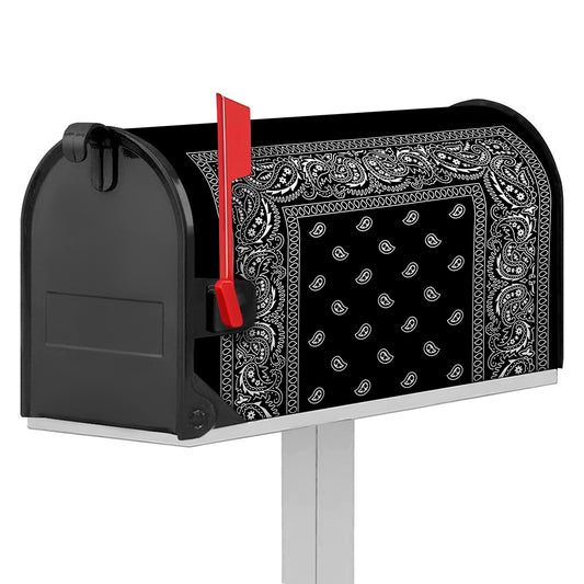 Black And White Paisley Bandana Print Mailbox Cover