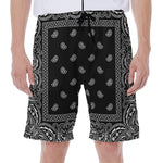 Black And White Paisley Bandana Print Men's Beach Shorts