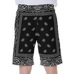 Black And White Paisley Bandana Print Men's Beach Shorts