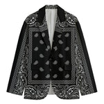 Black And White Paisley Bandana Print Men's Blazer