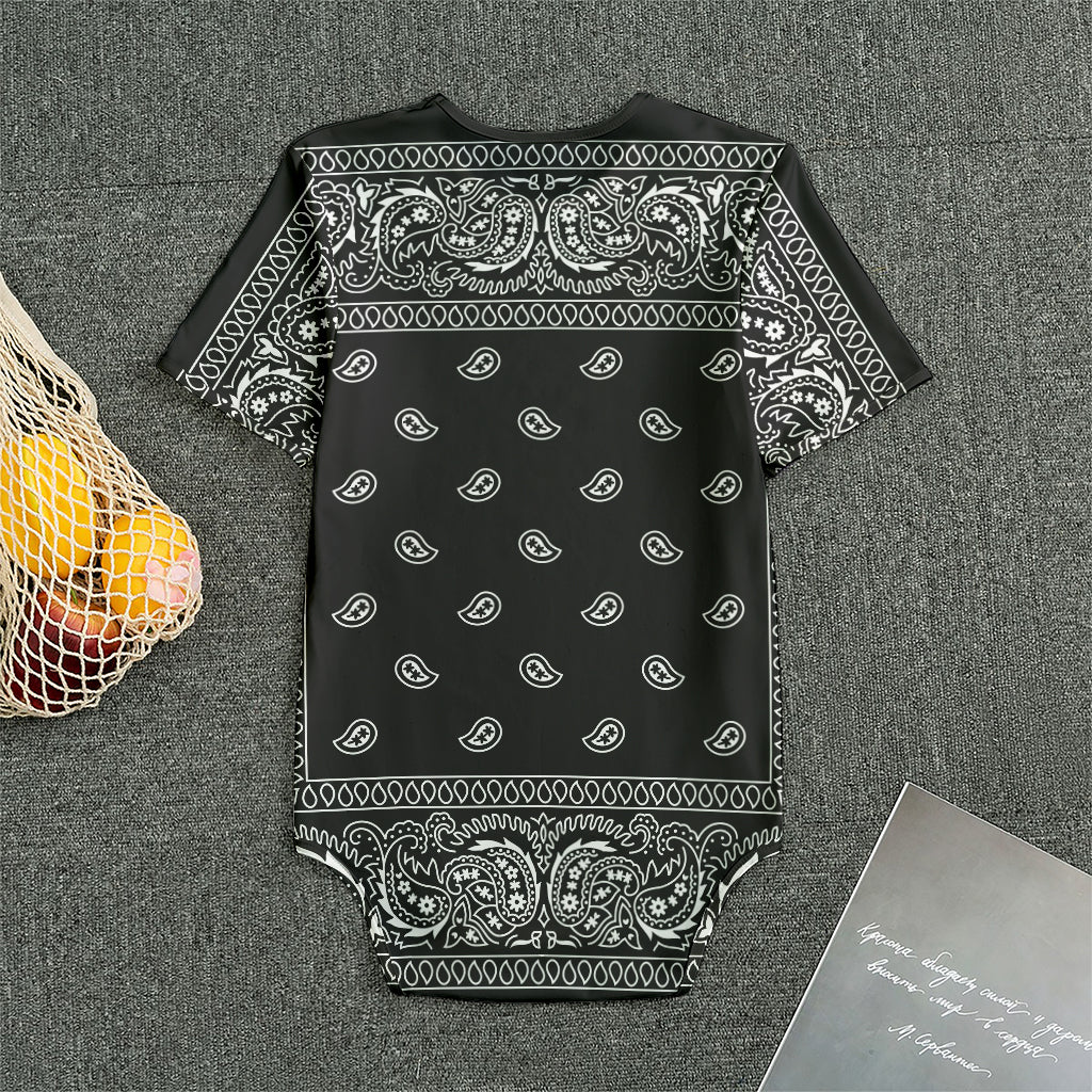 Black And White Paisley Bandana Print Men's Bodysuit