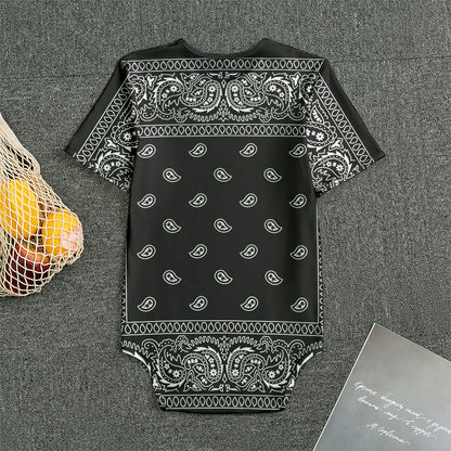 Black And White Paisley Bandana Print Men's Bodysuit