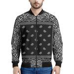 Black And White Paisley Bandana Print Men's Bomber Jacket