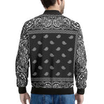 Black And White Paisley Bandana Print Men's Bomber Jacket