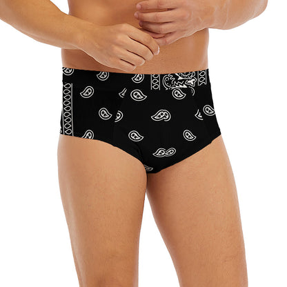 Black And White Paisley Bandana Print Men's Briefs
