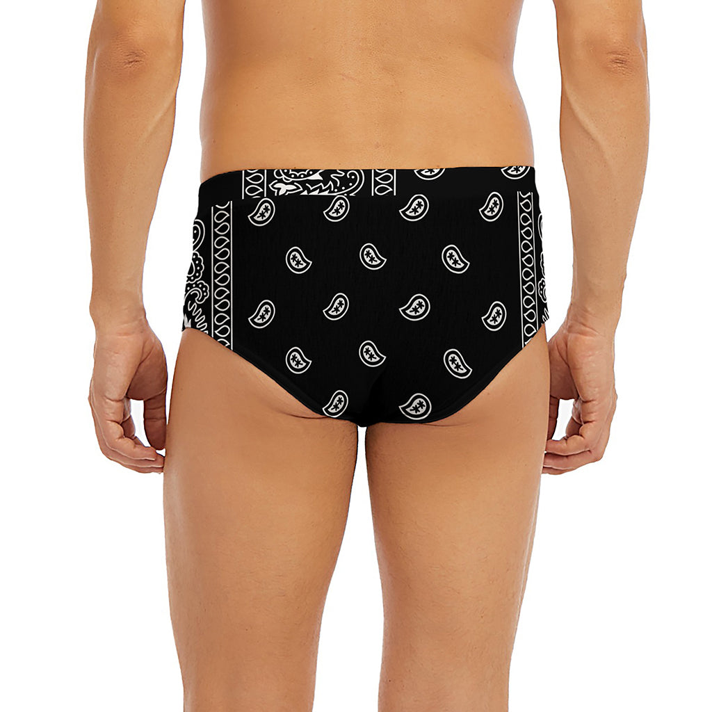 Black And White Paisley Bandana Print Men's Briefs