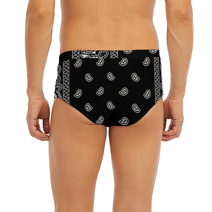 Black And White Paisley Bandana Print Men's Briefs