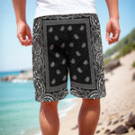 Black And White Paisley Bandana Print Men's Cargo Shorts