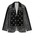 Black And White Paisley Bandana Print Men's Cotton Blazer