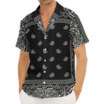 Black And White Paisley Bandana Print Men's Deep V-Neck Shirt