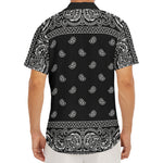 Black And White Paisley Bandana Print Men's Deep V-Neck Shirt