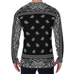 Black And White Paisley Bandana Print Men's Long Sleeve T-Shirt