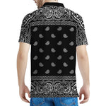 Black And White Paisley Bandana Print Men's Polo Shirt