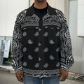 Black And White Paisley Bandana Print Men's Shirt Jacket