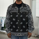 Black And White Paisley Bandana Print Men's Shirt Jacket