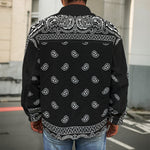 Black And White Paisley Bandana Print Men's Shirt Jacket