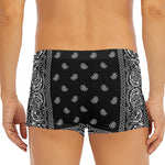 Black And White Paisley Bandana Print Men's Short Boxer Briefs