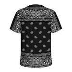 Black And White Paisley Bandana Print Men's Sports T-Shirt