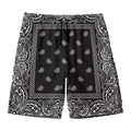 Black And White Paisley Bandana Print Men's Swim Trunks