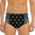 Black And White Paisley Bandana Print Men's Triangle Swim Briefs