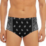 Black And White Paisley Bandana Print Men's Triangle Swim Briefs