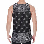 Black And White Paisley Bandana Print Men's Velvet Tank Top