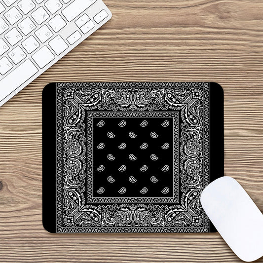 Black And White Paisley Bandana Print Mouse Pad