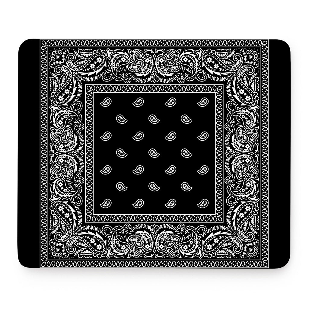 Black And White Paisley Bandana Print Mouse Pad