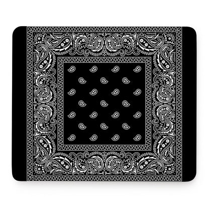 Black And White Paisley Bandana Print Mouse Pad