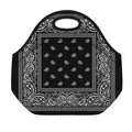 Black And White Paisley Bandana Print Neoprene Lunch Bag