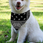Black And White Paisley Bandana Print Over The Collar Dog Bandana