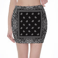 Black And White Paisley Bandana Print Pencil Mini Skirt