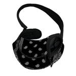 Black And White Paisley Bandana Print Pet Sling Carrier