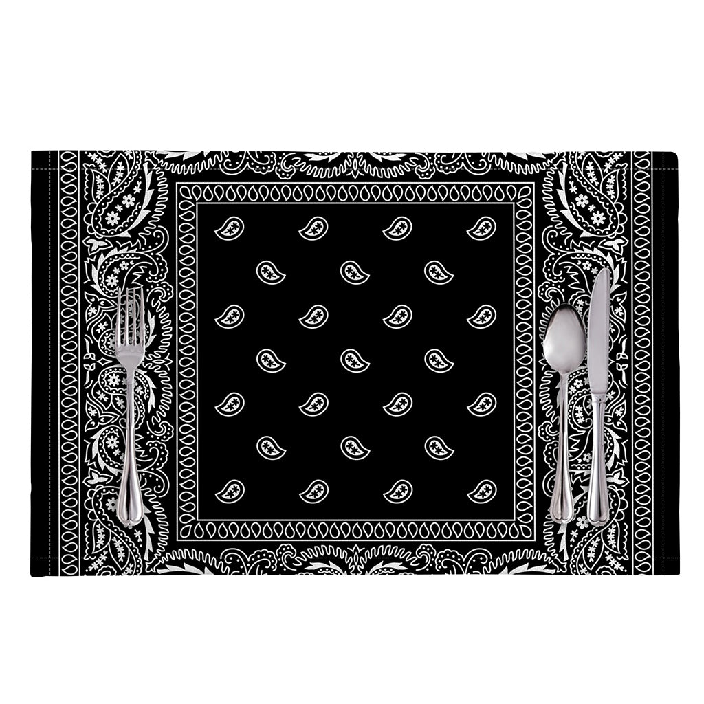 Black And White Paisley Bandana Print Placemat