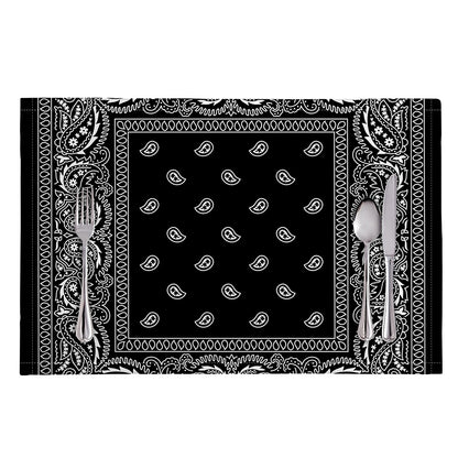Black And White Paisley Bandana Print Placemat