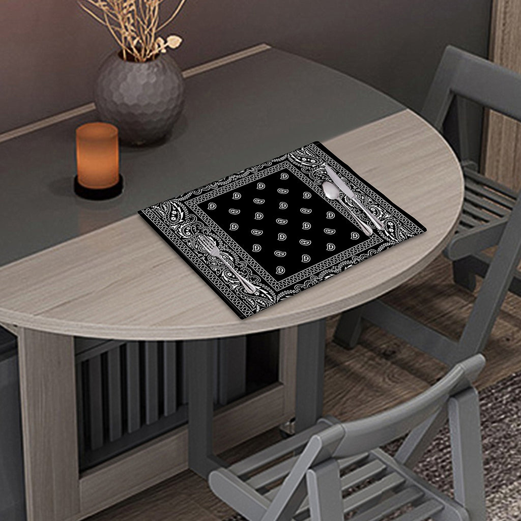 Black And White Paisley Bandana Print Placemat