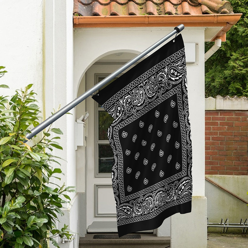 Black And White Paisley Bandana Print Polyester Flag