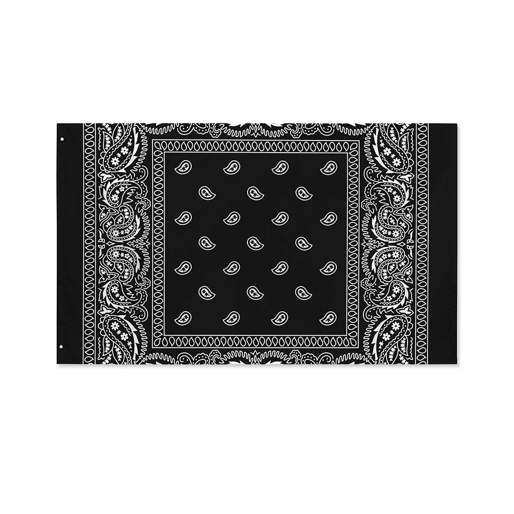 Black And White Paisley Bandana Print Polyester Flag